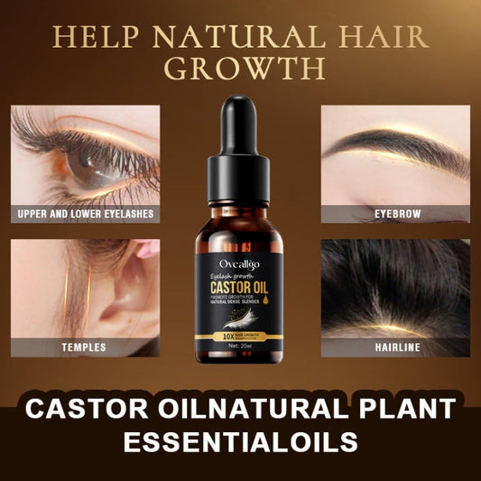 Oveallgo™ 100 % natürliches Rizinusöl-Wimpern-, Augenbrauen- und Haarvolumen-Wachstumsserum